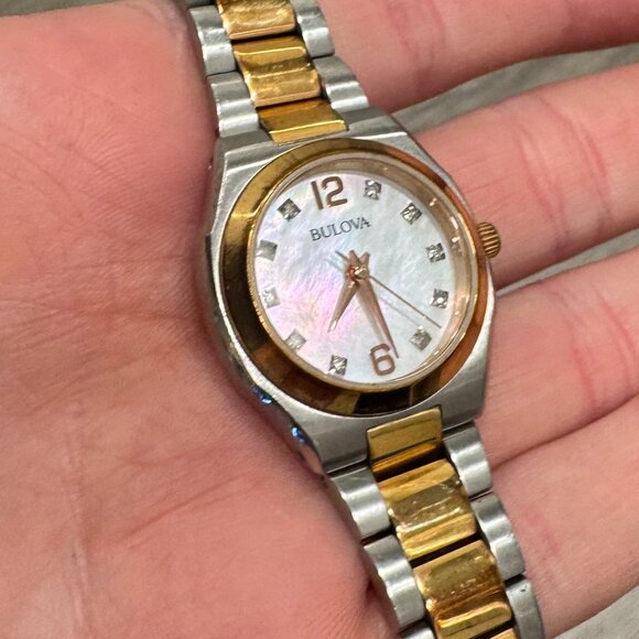 Bulova Diamond Women\'s Two Tone Rose Gold Mother of Pearl 26mm Watch 71CzbQAsInL.jpg_BO30,255,255,  main image 4
